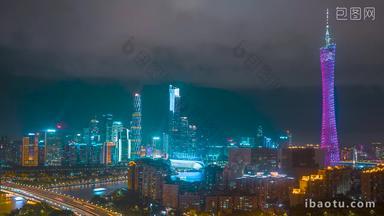 广州广州塔珠江新城夜景延时固定延时摄影